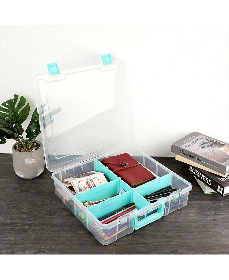 Xdovet Plastic Storage Box 8 Compartments Adjustable Lid Craft Organizer