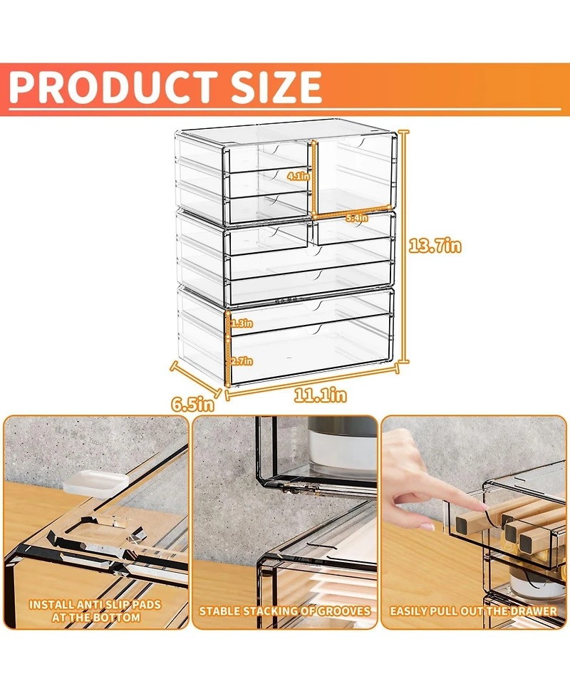 Xdovet Drawer Organizers Stackable Storage Multipurpose Office Makeup Craft Desk