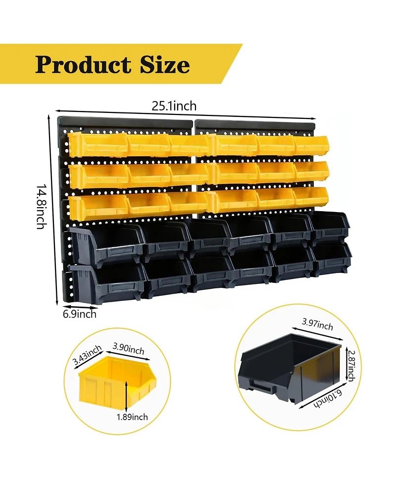 Xdovet Wall Mounted Tool Organizer Plastic Parts Rack Storage Compartments