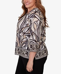 Alfred Dunner Plus Stained Glass Border Trim Top