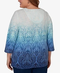 Alfred Dunner Plus Ombre Medallion Knit Top