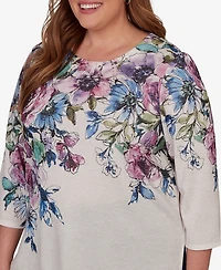 Alfred Dunner Plus Falling Roses Knit Top