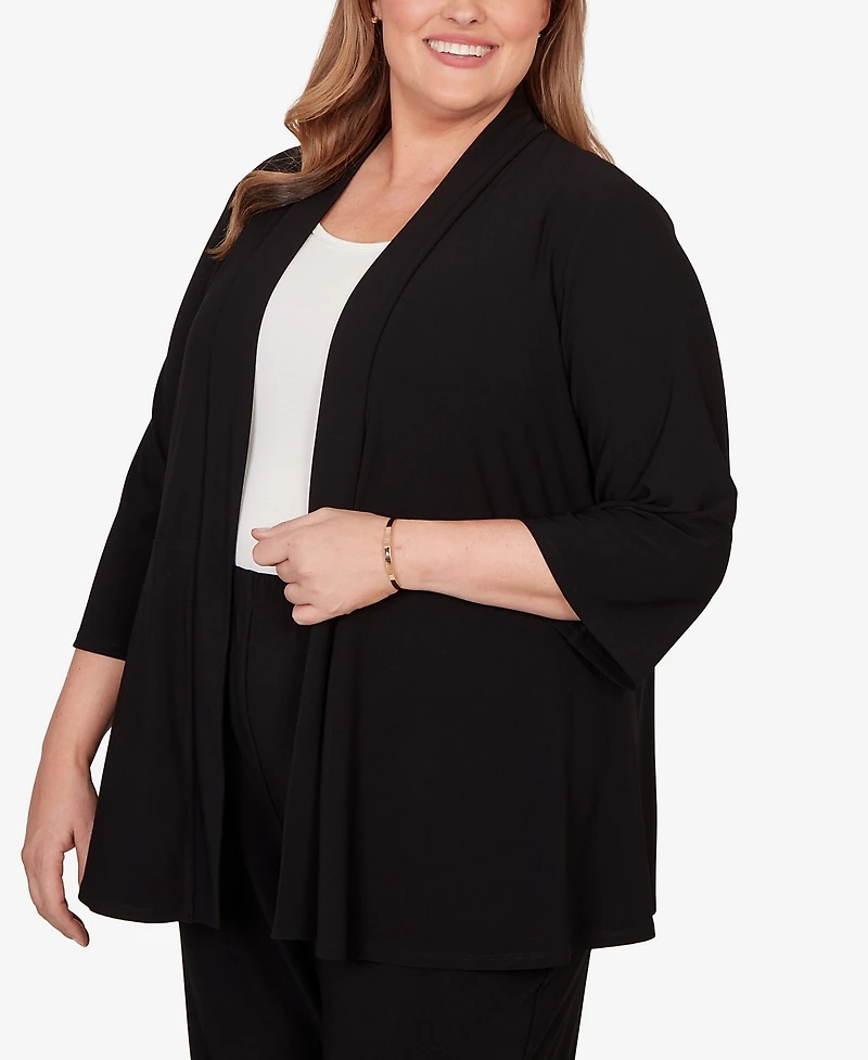 Alfred Dunner Plus Light Open Crepe Cardigan Top