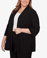 Alfred Dunner Plus Light Open Crepe Cardigan Top