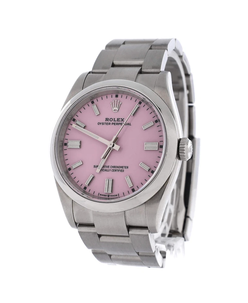 Pre-Owned Rolex Oyster Perpetual Candy Pink Automatic Watch in Stainless Steel 36mm