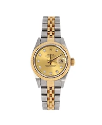 Pre-Owned Rolex Oyster Perpetual Datejust Automatic Watch in Stainless Steel and Gold with Diamond Markers 26mm