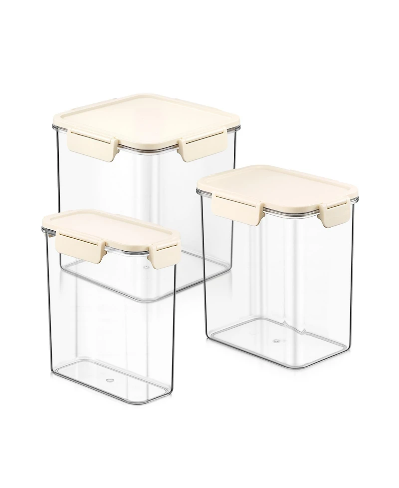 Sorbus 3-Piece Airtight Food Storage Container Set- Clear Stackable Canister for Pantry, Rice, Pasta, Cereal and Snacks