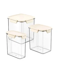 Sorbus 3-Piece Airtight Food Storage Container Set- Clear Stackable Canister for Pantry, Rice, Pasta, Cereal and Snacks