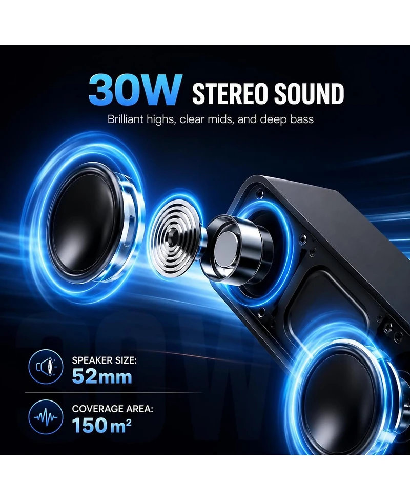 Aronkl Portable Bluetooth Speaker with Rgb Lights 24h Playtime IP67 Waterproof Tws Pairing