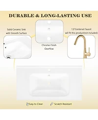Busdays 35.6 Inch Ceramic Bathroom Sink Basin Only Without Cabinet