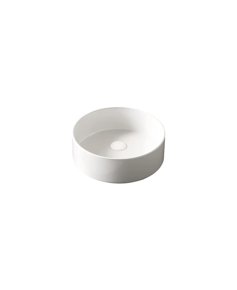 Busdays 14 Inch Round Vessel Ceramic Bathroom Sink Basin Without Faucet or Cabine