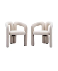 Clihome Contemporary Designed Fabric Upholstered Dining ChairmBarrel Side Chairs Kitchen Armchair for Living Room set of 2