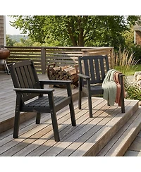 homfan Wide Seat Outdoor Patio Dining Chairs Set, All-Weather Hdpe With Back, Waterproof, Sturdy For Deck, Backyard, Poolside.