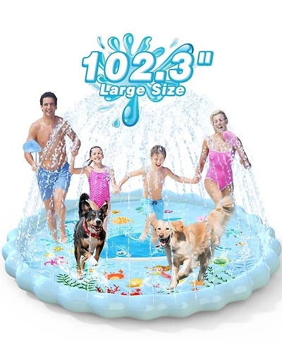 Aofar 102.3" Splash Pad Sprinkler Play Mat Kids Outdoor Water Pool