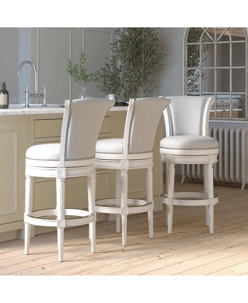 Clihome 1 Piece 31 Inch Wood Bar-Height Swivel Barstool with High-Back