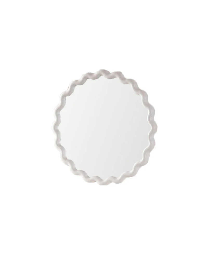 Laoties 28" Modern Round Decorative Wall Mirror with Matte Wavy Frame