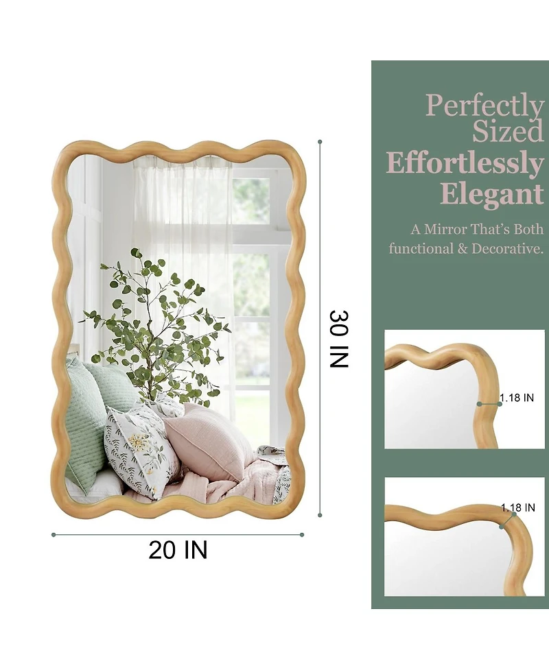 Laoties 20" x 30" Wood Wall Mirror, Rectangular Bathroom Vanity Mirror for Entryway and Bedroom