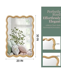 Laoties 20" x 30" Wood Wall Mirror, Rectangular Bathroom Vanity Mirror for Entryway and Bedroom