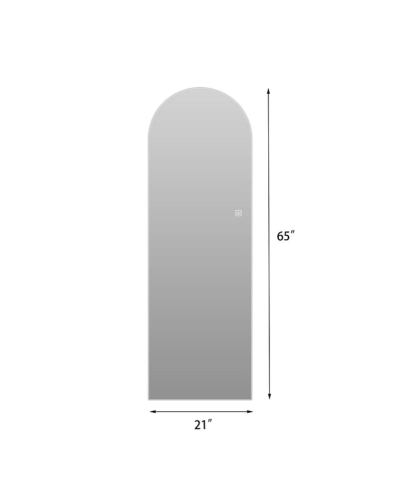 Laoties 65" x 21" Arched Led Full Length Wall Mirror, Dimmable Vanity Mirror for Bedroom and Entryway