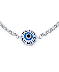 Bling Jewelry Turkish Protection Evil Eye Multi Charms Bracelet with Greek Motif .925 Sterling Silver 7.5inch