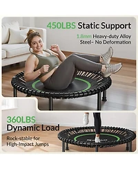 Bcan 450/550LBS Foldable Mini Trampoline for Adults, 40/48 inches Fitness Rebounder with Bungees, Quiet Stable Exercise Trampoline