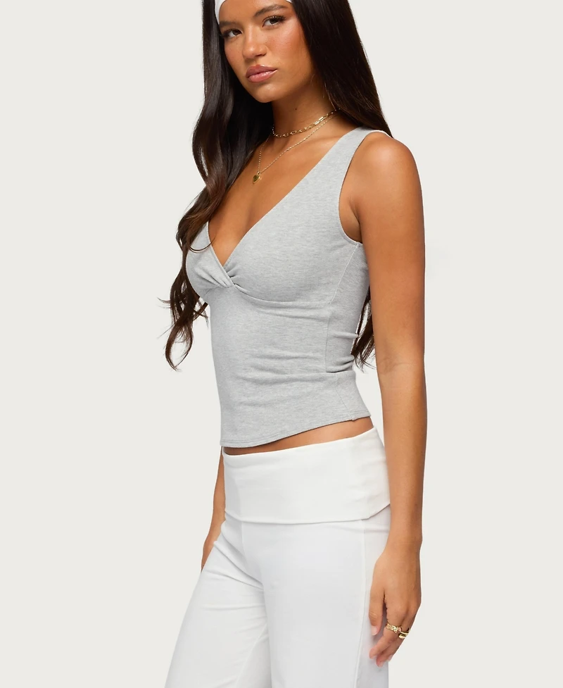 Edikted Women's Lalisa V Neck Ribbed Tank Top