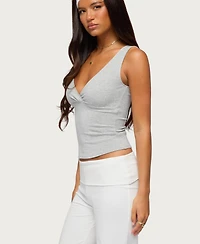 Edikted Women's Lalisa V Neck Ribbed Tank Top