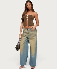 Edikted Women's Lee Iridescent Strapless Cutout Top