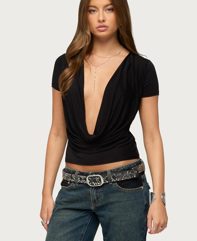 Edikted Women's Vanie Deep Cowl Neck Top