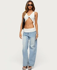Edikted Women's Lumi Twist Front Ribbed Crop Top