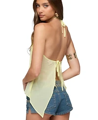 Edikted Women's Chiffon Split Open Back Halter Top