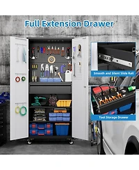 Boyel Living 71" Rolling Metal Tool Storage Cabinet, Lockable Utility Organizer with Pegboard and Drawer for Garage