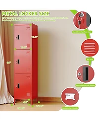 Boyel Living Metal Locker with Hooks and Ventilation, Lockable Storage Cabinet with Keys and Card Slot for Gym School Office