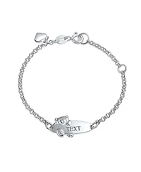 Bling Jewelry Petite Bear Charm Blank Name Identification Id Bolo Bracelet .925 Sterling Silver 5- 6 inch Adjustable
