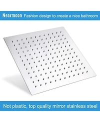 Phying 10 Inch Square Rainfall Shower Head High Pressure Stainless Steel Bath Shower Head Modern Fixed Mount Large Coverage Bathroom Shower