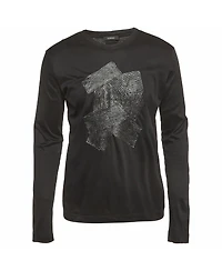 Pre-Owned Versace Men's Leather Applique Jersey T-Shirt