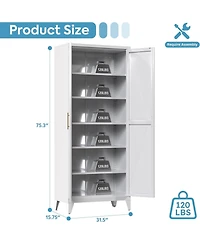 Boyel Living 75" Metal Pantry Cabinet with Doors and Shelves, Tall Kitchen Storage Organizer with Adjustable Shelves