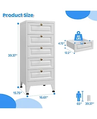 Boyel Living 39" Metal Bathroom Storage Cabinet with 5 Drawers, Freestanding Floor Organizer with Adjustable Feet
