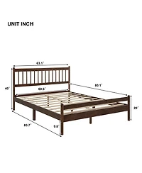 Rainsken Queen Bed Frame, with Headboard and Footboard, Pinewood Strengthened No Box Spring