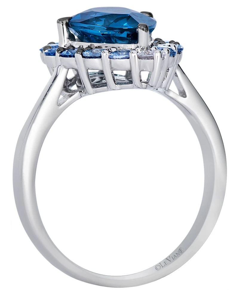 Le Vian Deep Sea Blue Topaz Pear Shaped, Sapphire Ombre & White Sapphire Ring (3-7/8 ct. t.w.) in 14k Vanilla Gold