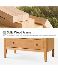 Hulala Home Sanctis Modern 2-Drawer 28"W Solid Wood End Table with Built-in Power Outlet