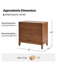 Hulala Home William Mid-Century Modern 28"W 3-Drawer Fluted End Table with Charging Station