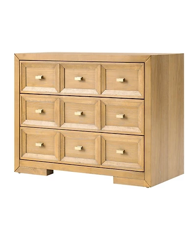Hulala Home Persepolis Modern 32''W 3-Drawer Solid Wood End Table with Charging Station