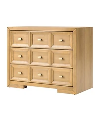 Hulala Home Persepolis Modern 32''W 3-Drawer Solid Wood End Table with Charging Station
