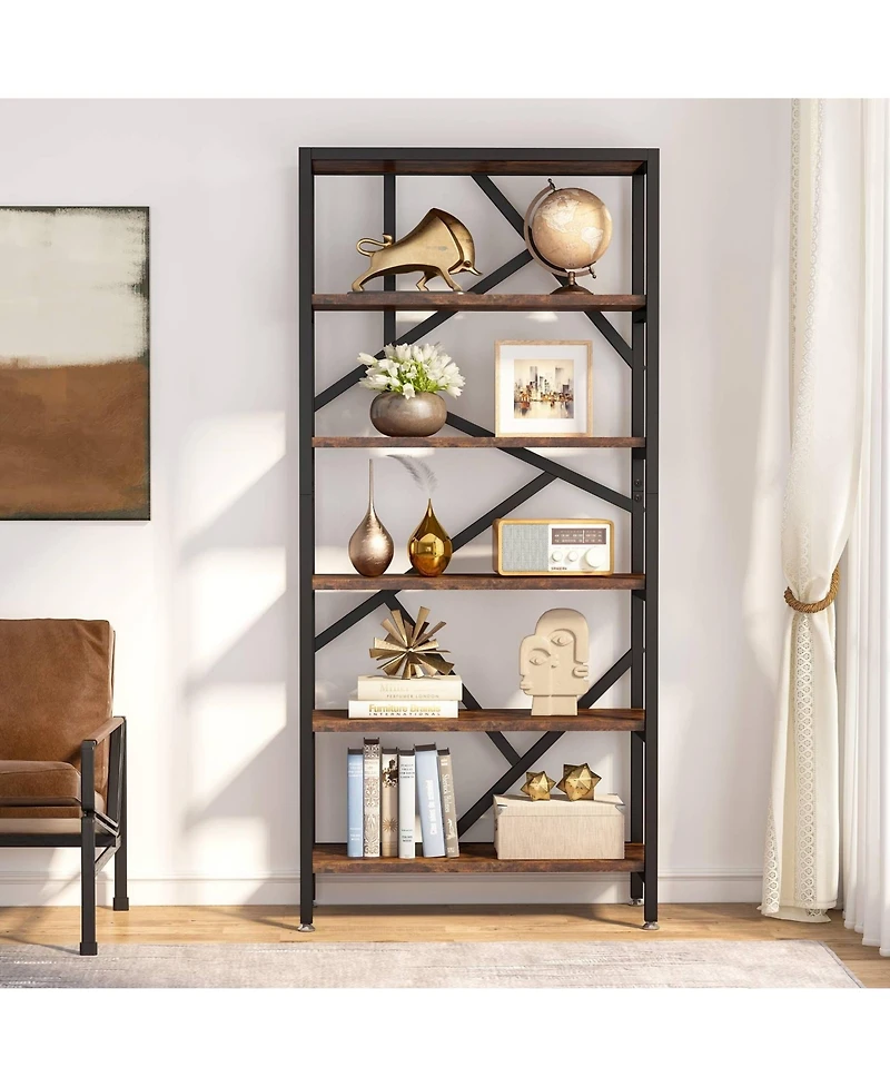 Slickblue Industrial Style Bookcase with 6 Open Shelves for Home Organization