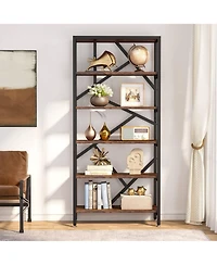 Slickblue Industrial Style Bookcase with 6 Open Shelves for Home Organization