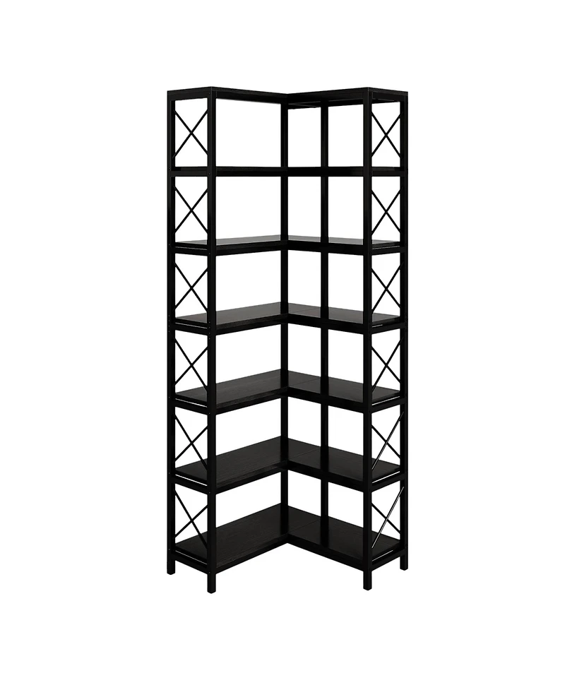 Slickblue Corner Bookcase with 7 Open Storage Shelves