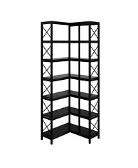 Slickblue Corner Bookcase with 7 Open Storage Shelves