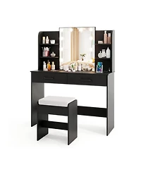 Slickblue Makeup Vanity Table with Led Mirror and Charging Station