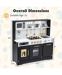 Slickblue Kids Wooden Kitchen Playset with Realistic Lights Sounds